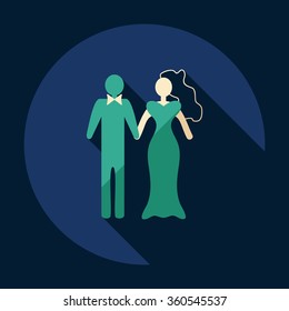 Flat modern design with shadow Icon  bride and groom