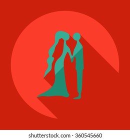 Flat modern design with shadow Icon  bride and groom