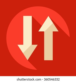 Flat modern design with shadow Icon  arrow