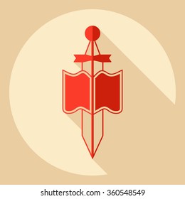 Flat modern design with shadow  Icon sword