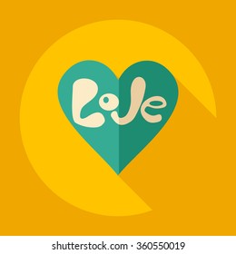 Flat modern design with shadow Icon  heart