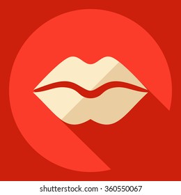 Flat modern design with shadow  Icon lips