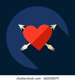Flat modern design with shadow Icon  heart