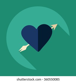 Flat modern design with shadow Icon  heart