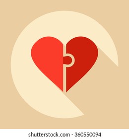 Flat modern design with shadow Icon  heart
