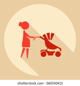 Flat modern design with shadow  Icon mother with her baby