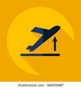 Flat modern design with shadow Icon  plane aircraft