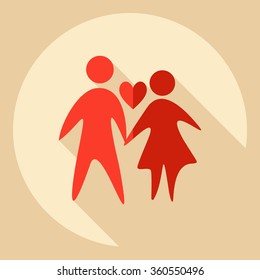 Flat modern design with shadow  Icon couple in love