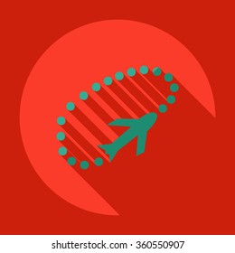 Flat modern design with shadow Icon  plane aircraft