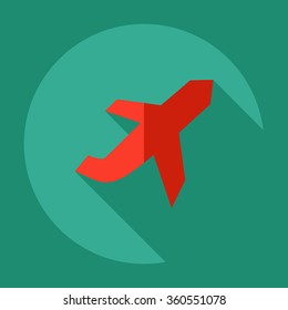 Flat modern design with shadow Icon  plane aircraft