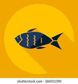 Flat modern design with shadow  Icon fish