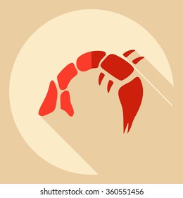 Flat modern design with shadow  Icon shrimp