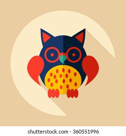 Flat modern design with shadow Icon  owl