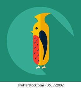Flat modern design with shadow Icon  bird