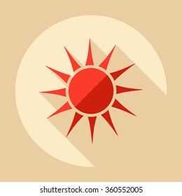 Flat modern design with shadow Icon  the sun