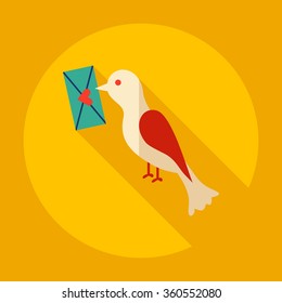 Flat modern design with shadow Icon  bird