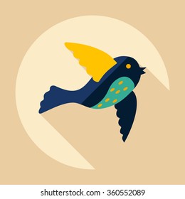 Flat modern design with shadow Icon  bird