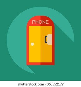 Flat modern design with shadow Icon  phone booth