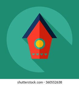 Flat modern design with shadow Icon  bird house
