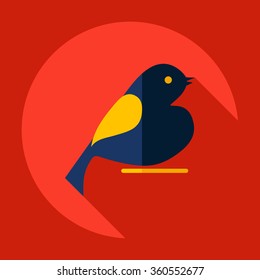 Flat modern design with shadow Icon  bird