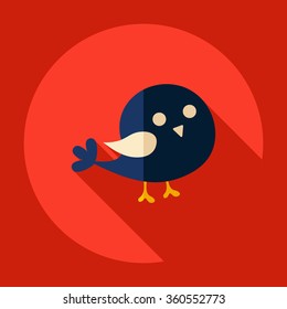 Flat modern design with shadow Icon  bird