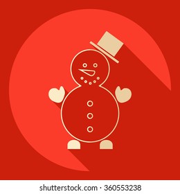 Flat modern design with shadow  Icon snowman