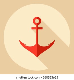 Flat modern design with shadow  Icon anchor