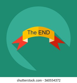 Flat modern design with shadow Icon tape word end