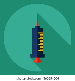 Flat modern design with shadow  Icon syringe