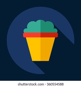 Flat modern design with shadow Icon  bucket of popcorn
