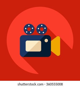 Flat modern design with shadow Icon video camera
