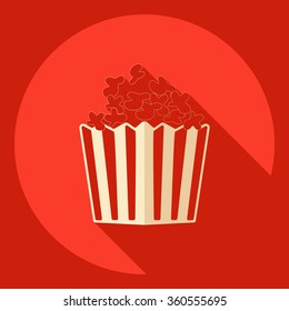 Flat modern design with shadow  Icon popcorn