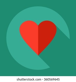 Flat modern design with shadow Icon  heart