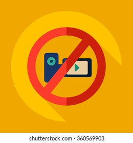 Flat modern design with shadow Icon  symbol ban video