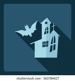 Flat modern design with shadow  Icon Vampire bat 
