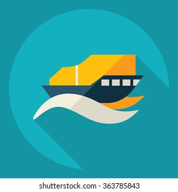 Flat modern design with shadow  Icon yacht