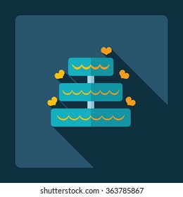 Flat modern design with shadow Icon  a wedding cake