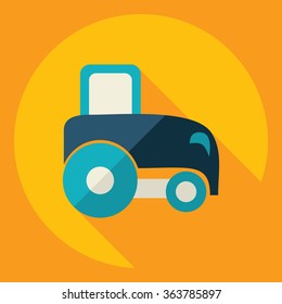 Flat modern design with shadow  Icon tractor