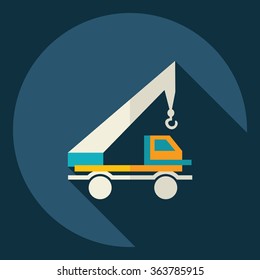 Flat modern design with shadow  Icon truck crane