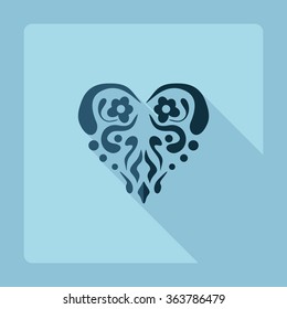 Flat modern design with shadow Icon  vintage heart