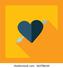 Flat modern design with shadow Icon  heart