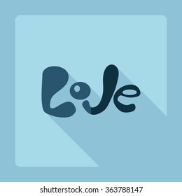 Flat modern design with shadow Icon  the word love