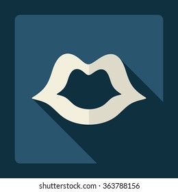 Flat modern design with shadow Icon  lips