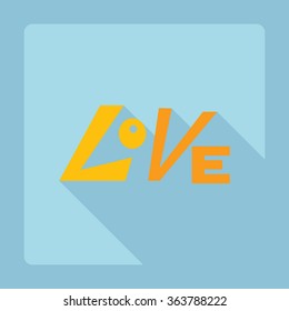 Flat modern design with shadow Icon  the word love