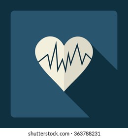 Flat modern design with shadow Icon  heart
