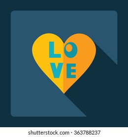 Flat modern design with shadow Icon  heart