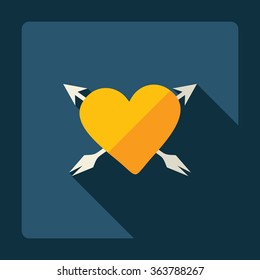 Flat modern design with shadow Icon  heart