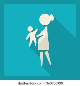 Flat modern design with shadow  Icon mother with her baby