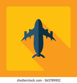 Flat modern design with shadow Icon  plane aircraft