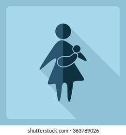 Flat modern design with shadow  Icon mother with her baby